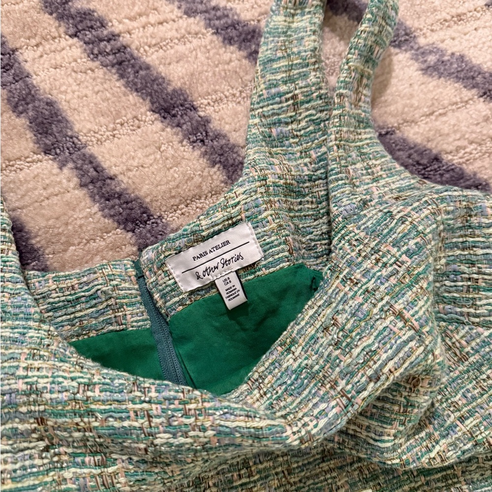 & Other Stories Green Ribbed Scoop Neck Mini Dress - Picture 3 of 3